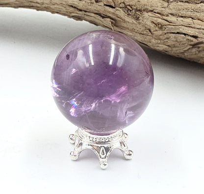 Amethyst Mini Sphere with Rainbows – Intuition, Calm & Aura Protection Crystal Ball, 26mm
