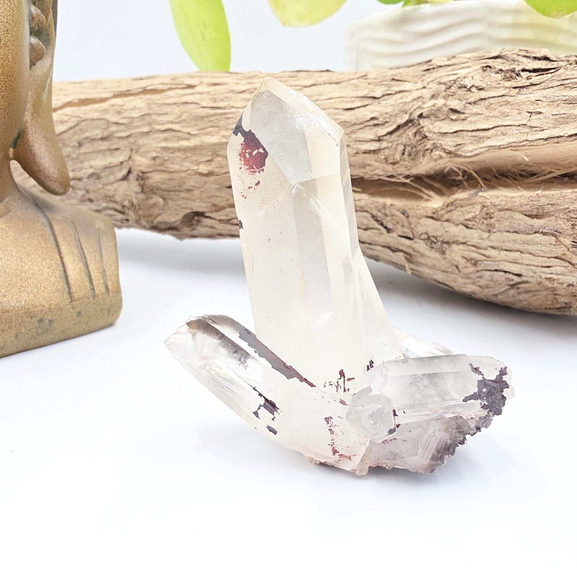 Clear Quartz and Hematite Cluster Specimen - Grounding & Amplifying Healing Raw Crystal, 80g