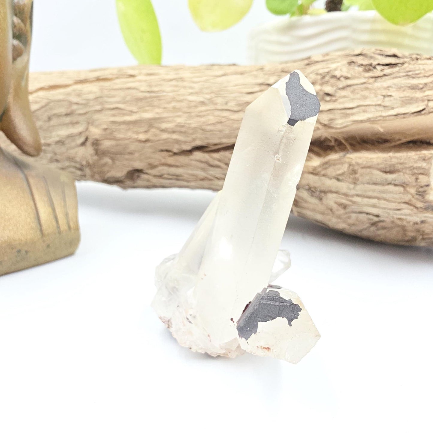 Clear Quartz and Hematite Cluster Specimen - Grounding & Amplifying Healing Raw Crystal, 80g