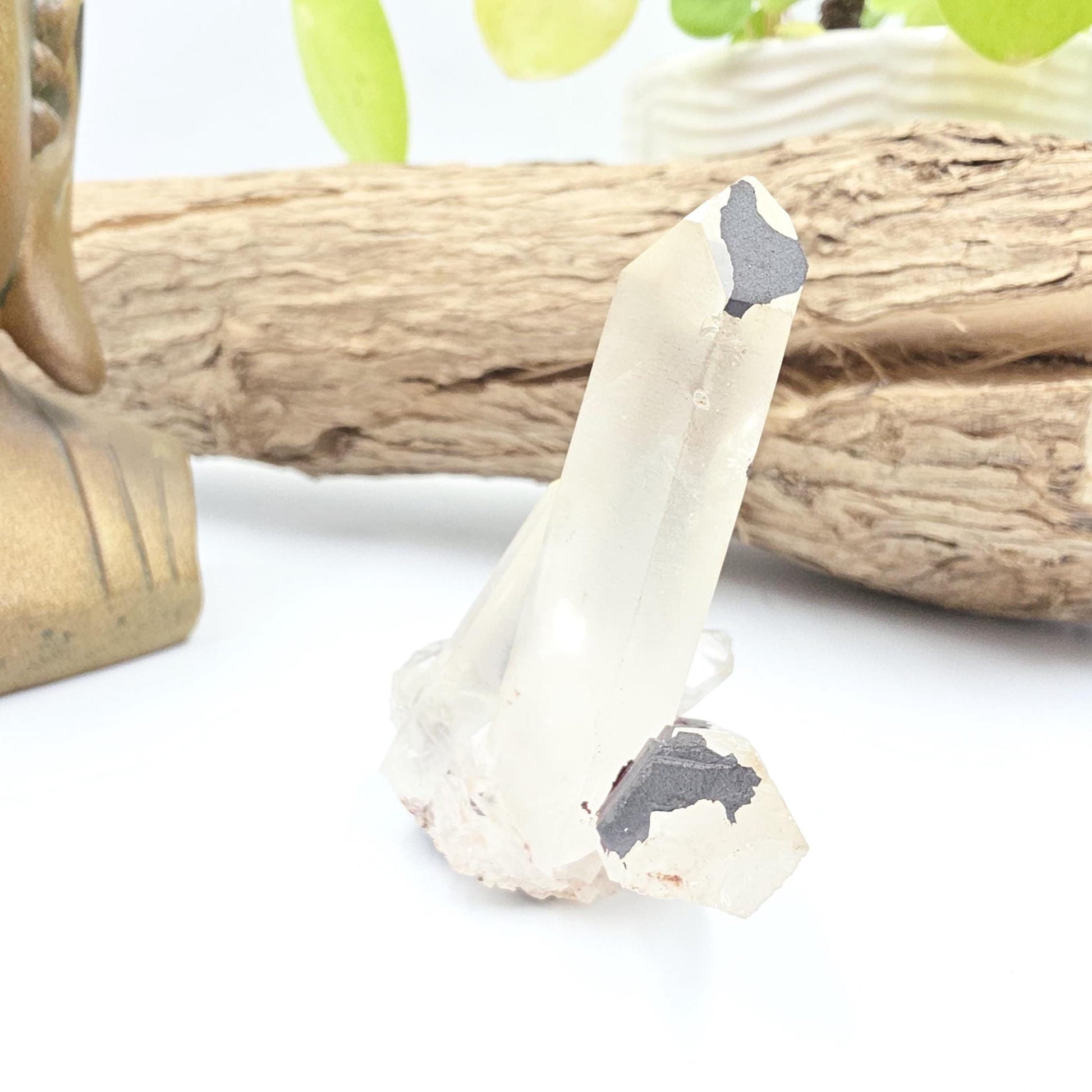 Clear Quartz and Hematite Cluster Specimen - Grounding & Amplifying Healing Raw Crystal, 80g