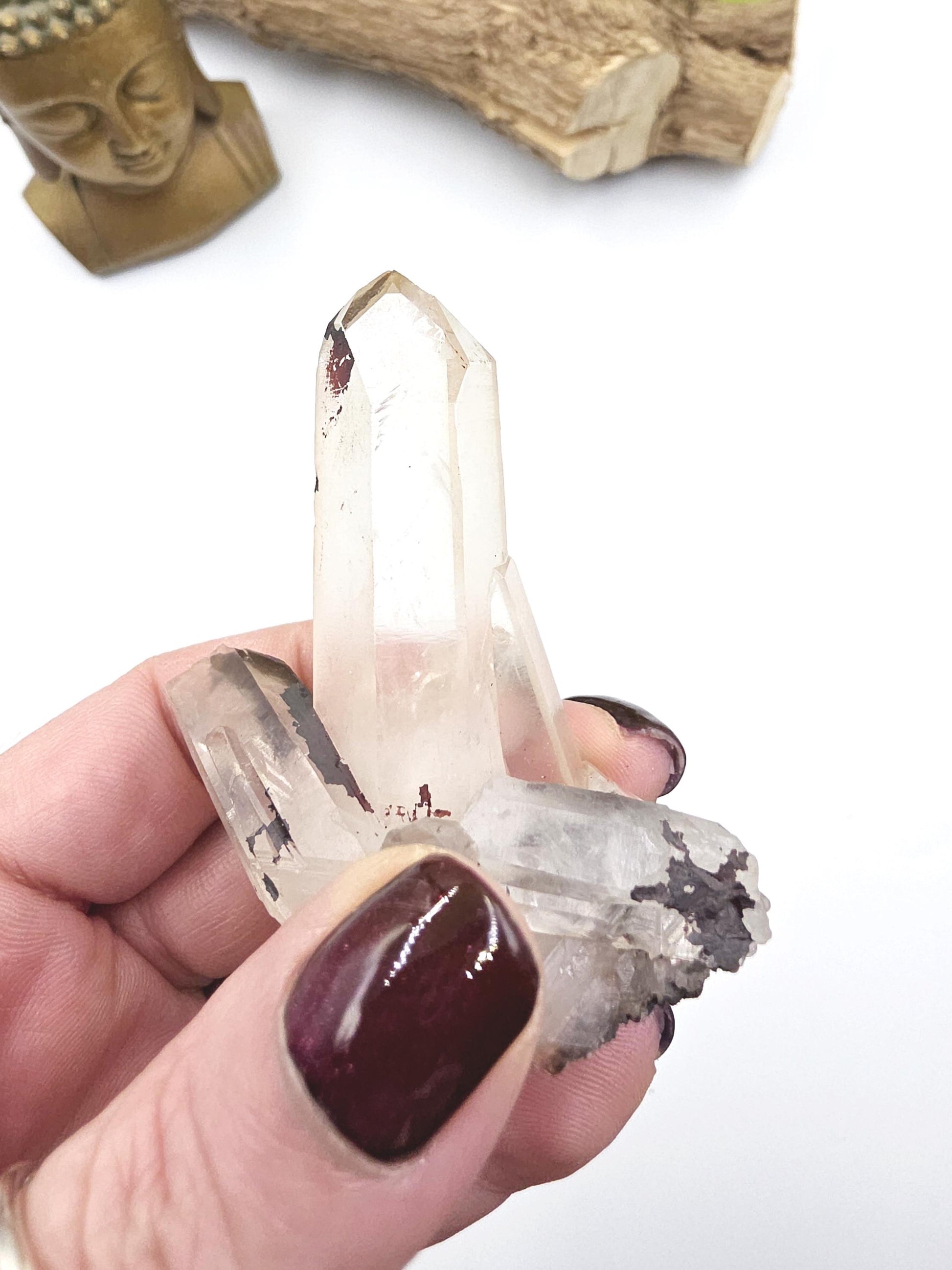 Clear Quartz and Hematite Cluster Specimen - Grounding & Amplifying Healing Raw Crystal, 80g