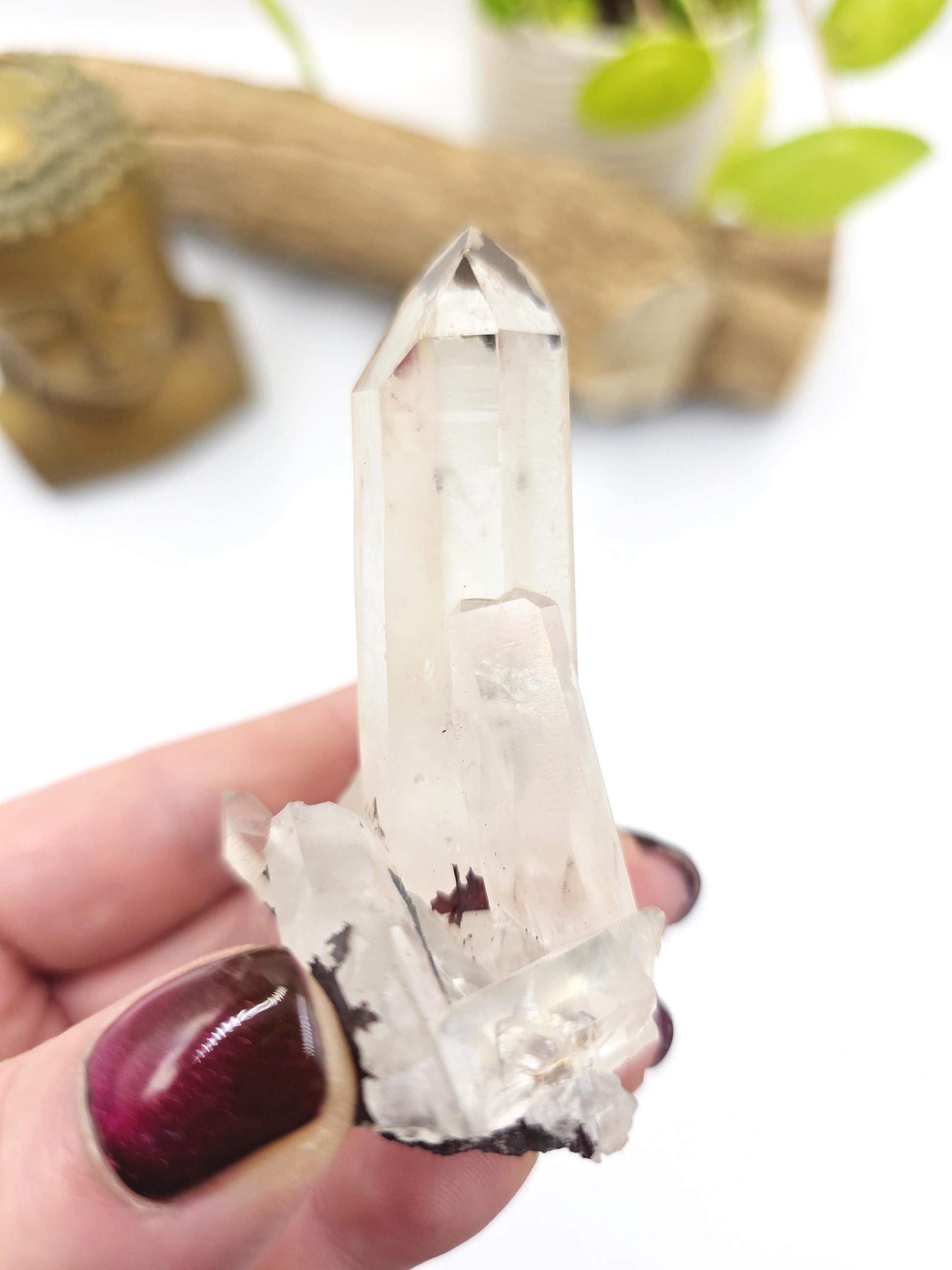 Clear Quartz and Hematite Cluster Specimen - Grounding & Amplifying Healing Raw Crystal, 80g