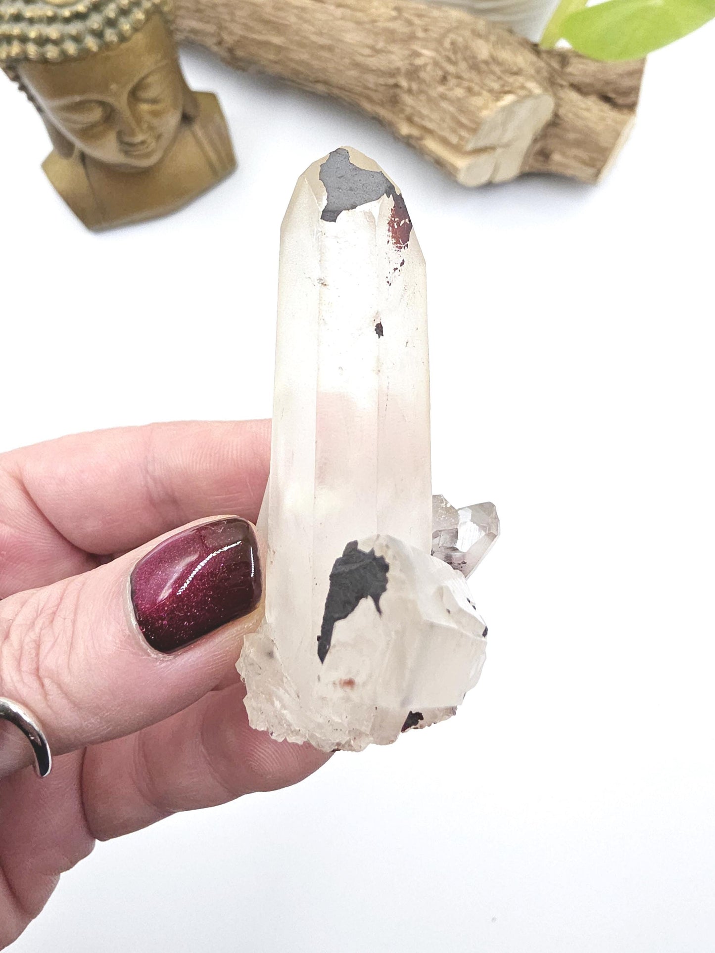 Clear Quartz and Hematite Cluster Specimen - Grounding & Amplifying Healing Raw Crystal, 80g