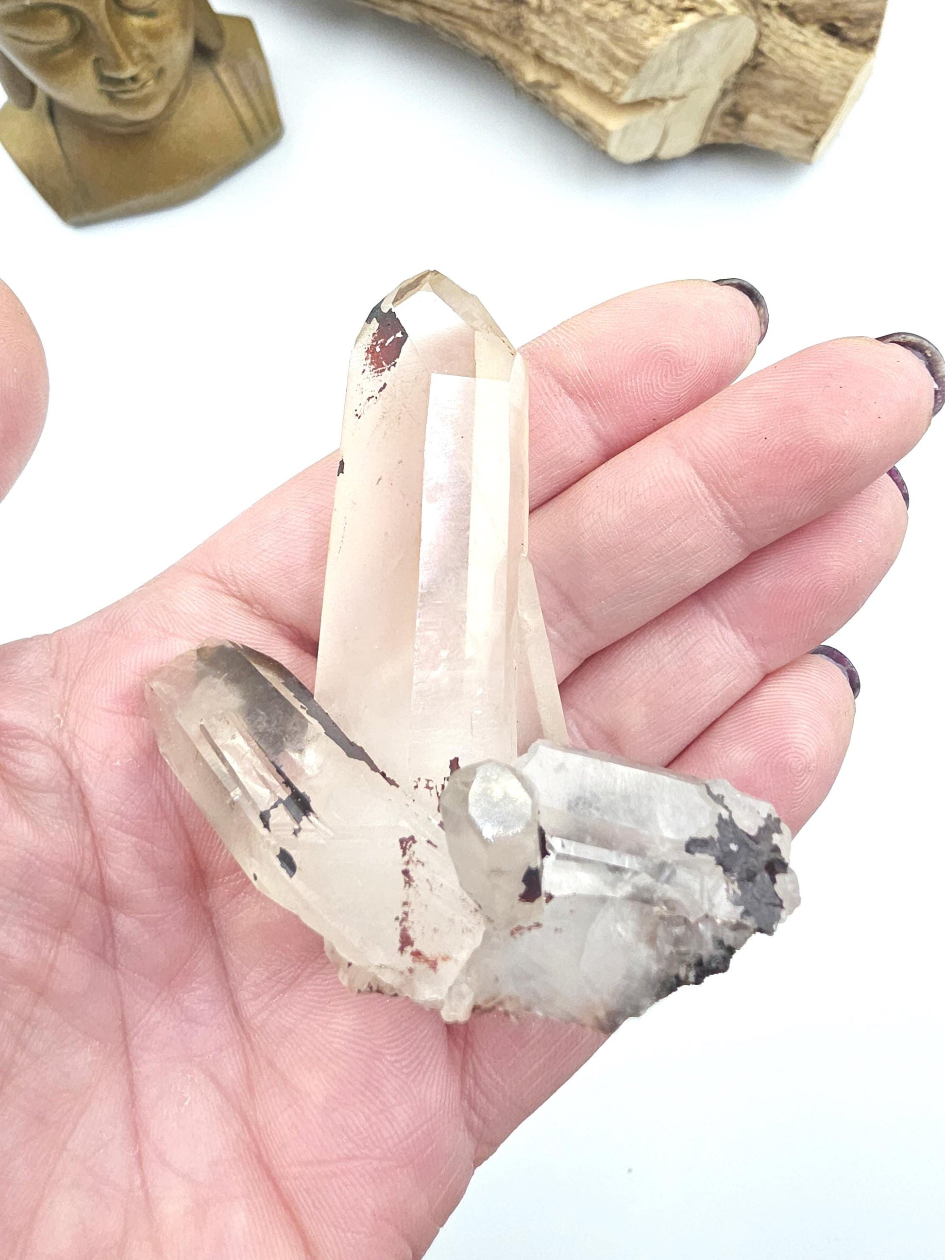 Clear Quartz and Hematite Cluster Specimen - Grounding & Amplifying Healing Raw Crystal, 80g