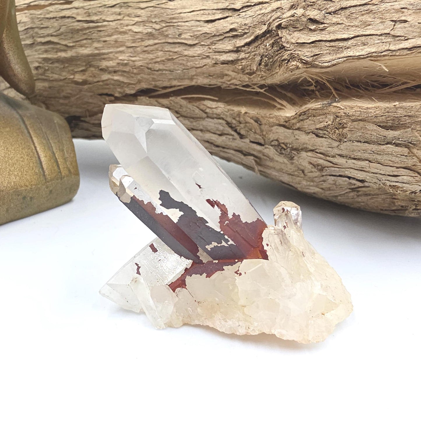 Clear Quartz and Hematite Cluster Specimen - Grounding & Amplifying Healing Raw Crystal, 65g