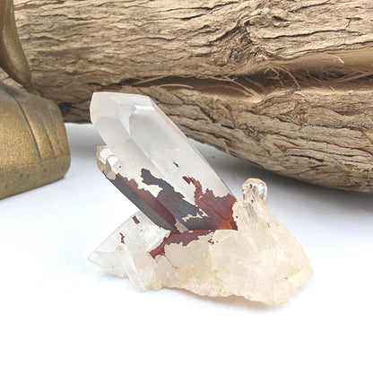 Clear Quartz and Hematite Cluster Specimen - Grounding & Amplifying Healing Raw Crystal, 65g