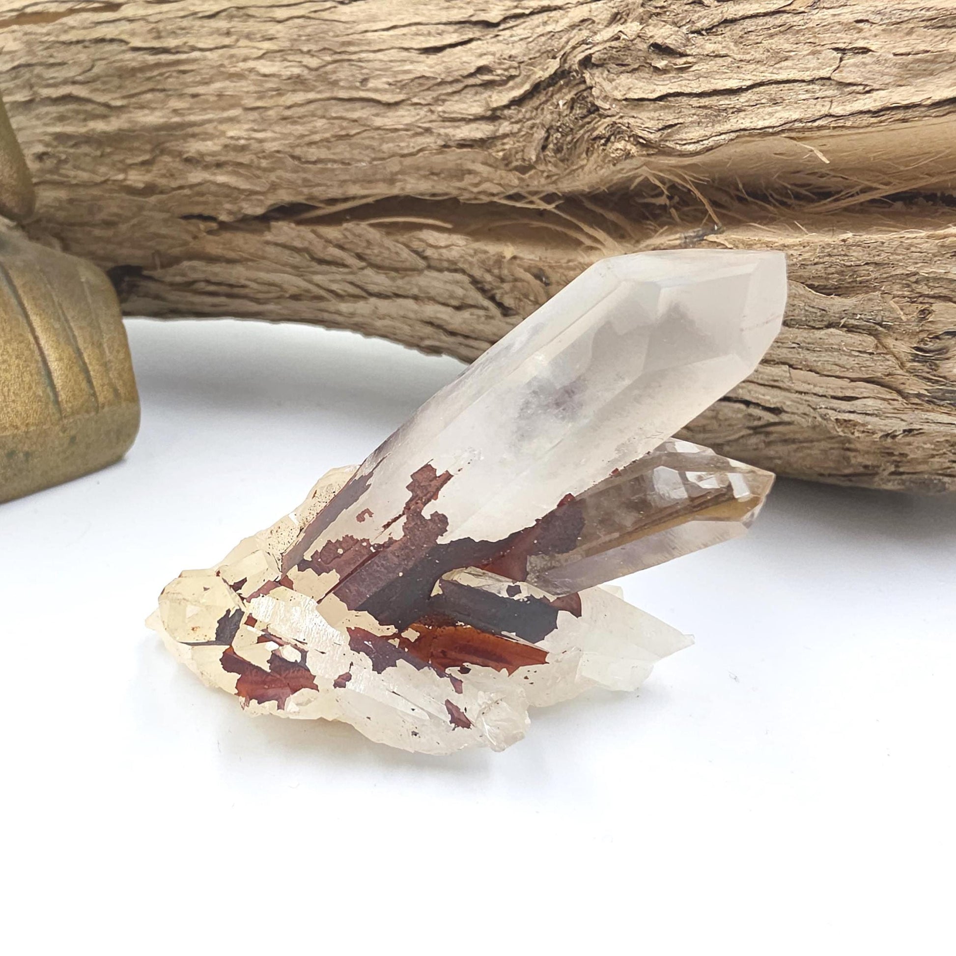 Clear Quartz and Hematite Cluster Specimen - Grounding & Amplifying Healing Raw Crystal, 65g