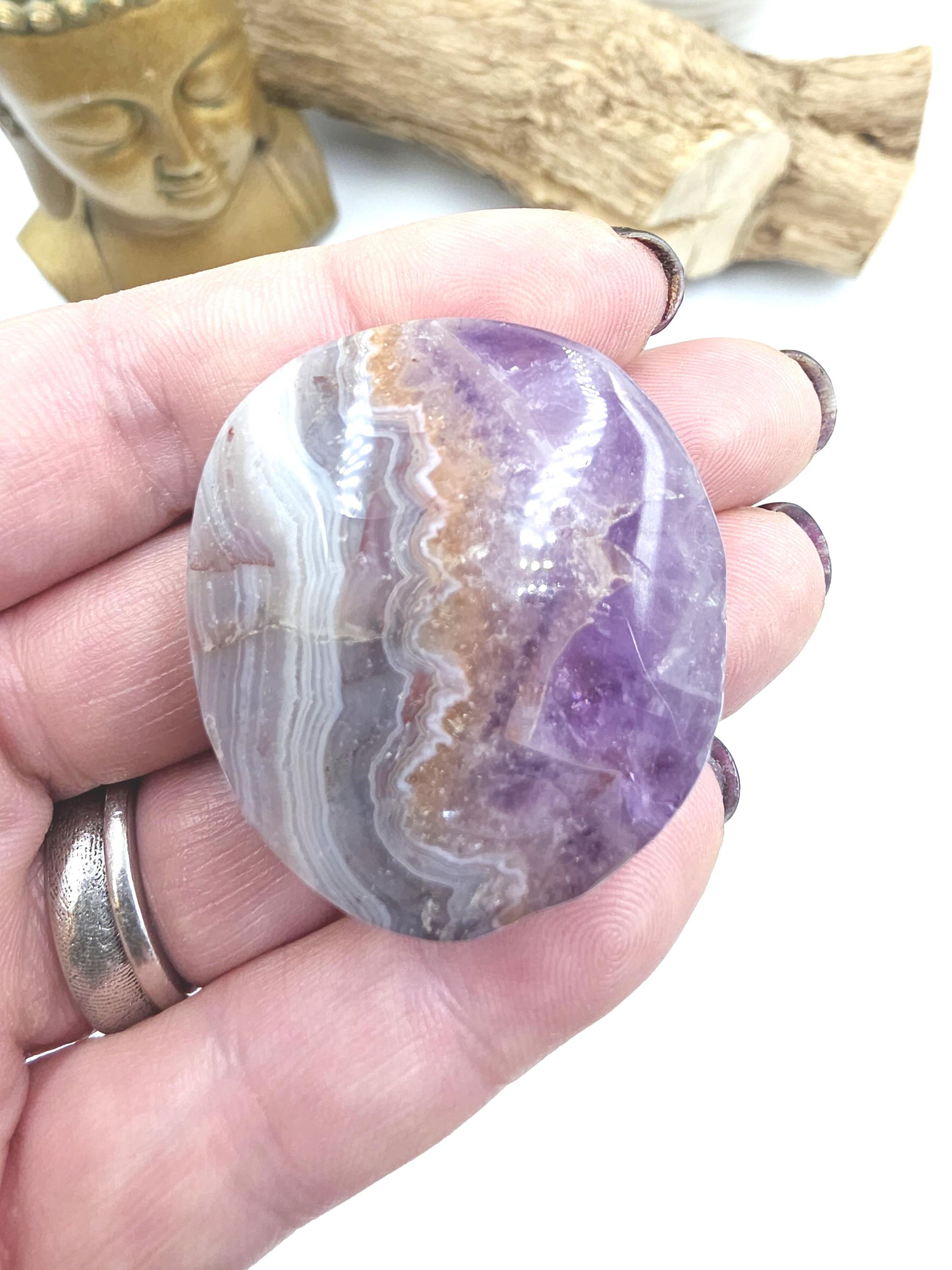 Amethyst Agate Palm Stone – Calm, Protection & Spiritual Healing Crystal, 40g