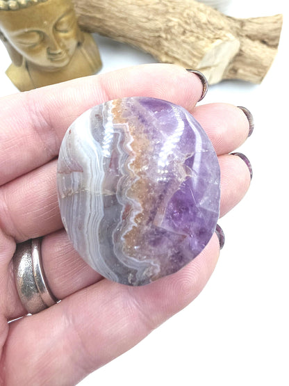 Amethyst Agate Palm Stone – Calm, Protection & Spiritual Healing Crystal, 40g