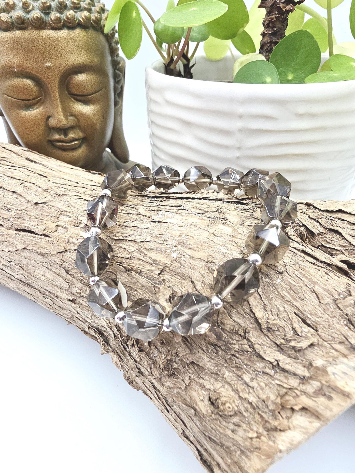 Faceted Smoky Quartz & Sterling Silver Bracelet – Grounding, Protection and Calm Energy Handmade Crystal Jewellery