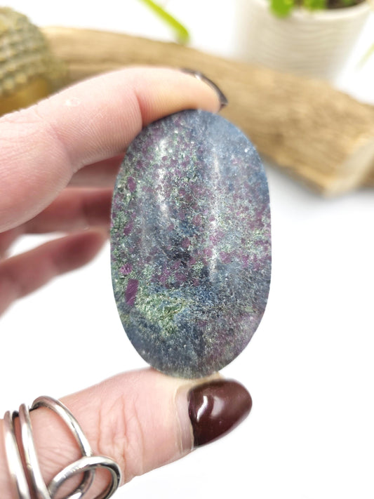 Ruby in Fuchsite Palm Stone (UV Reactive) – Heart Healing, Strength & Emotional Balance Crystal, 100g