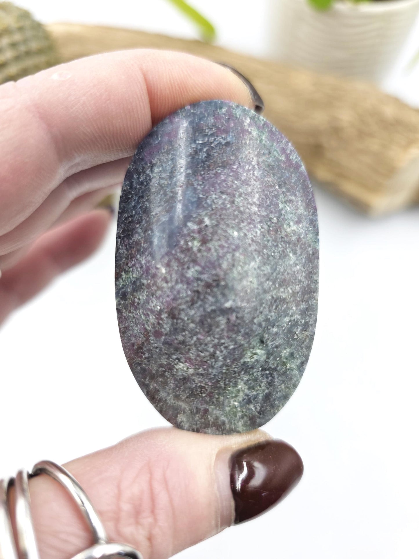 Ruby in Fuchsite Palm Stone (UV Reactive) – Heart Healing, Strength & Emotional Balance Crystal, 100g