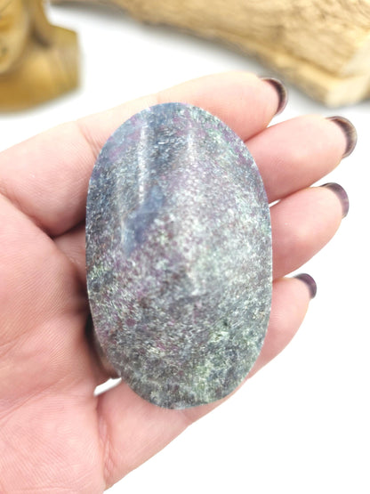Ruby in Fuchsite Palm Stone (UV Reactive) – Heart Healing, Strength & Emotional Balance Crystal, 100g