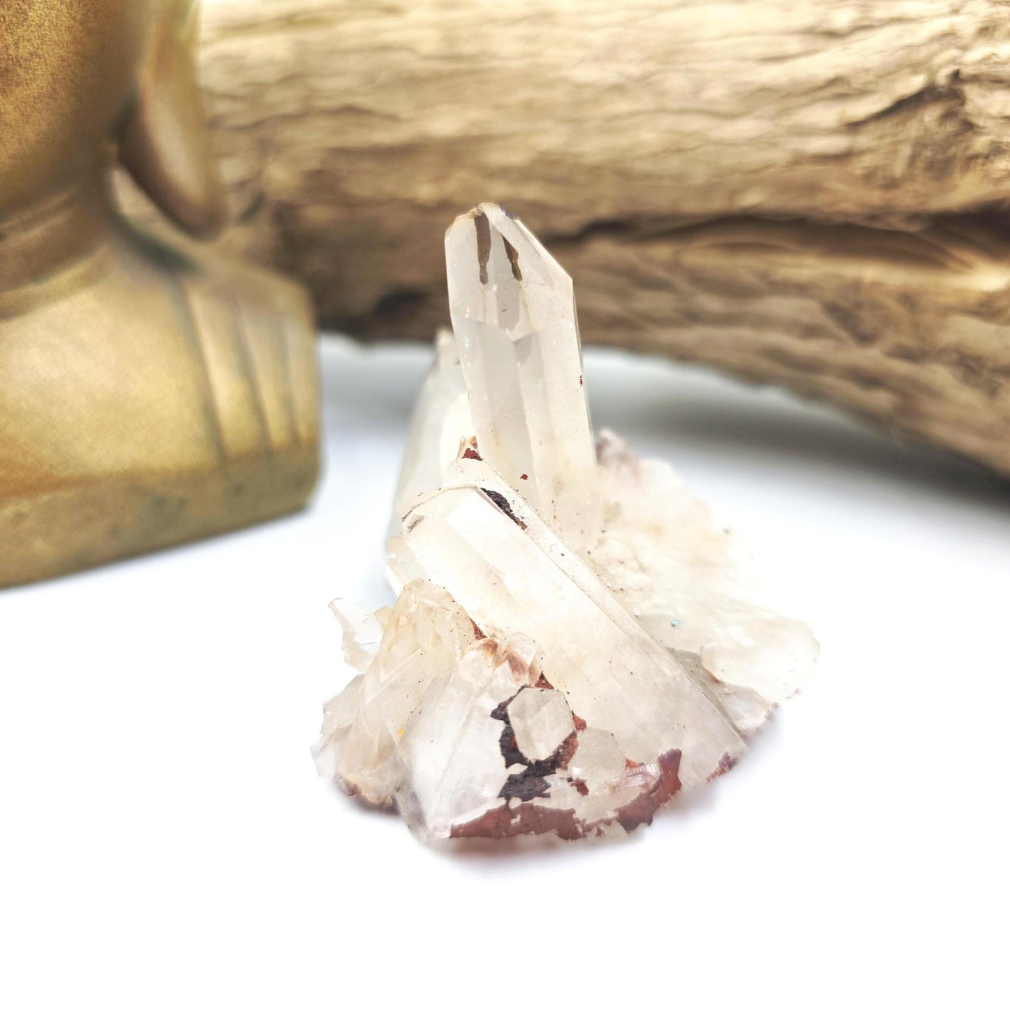 Clear Quartz and Hematite Cluster Specimen - Grounding & Amplifying Healing Raw Crystal, 80g