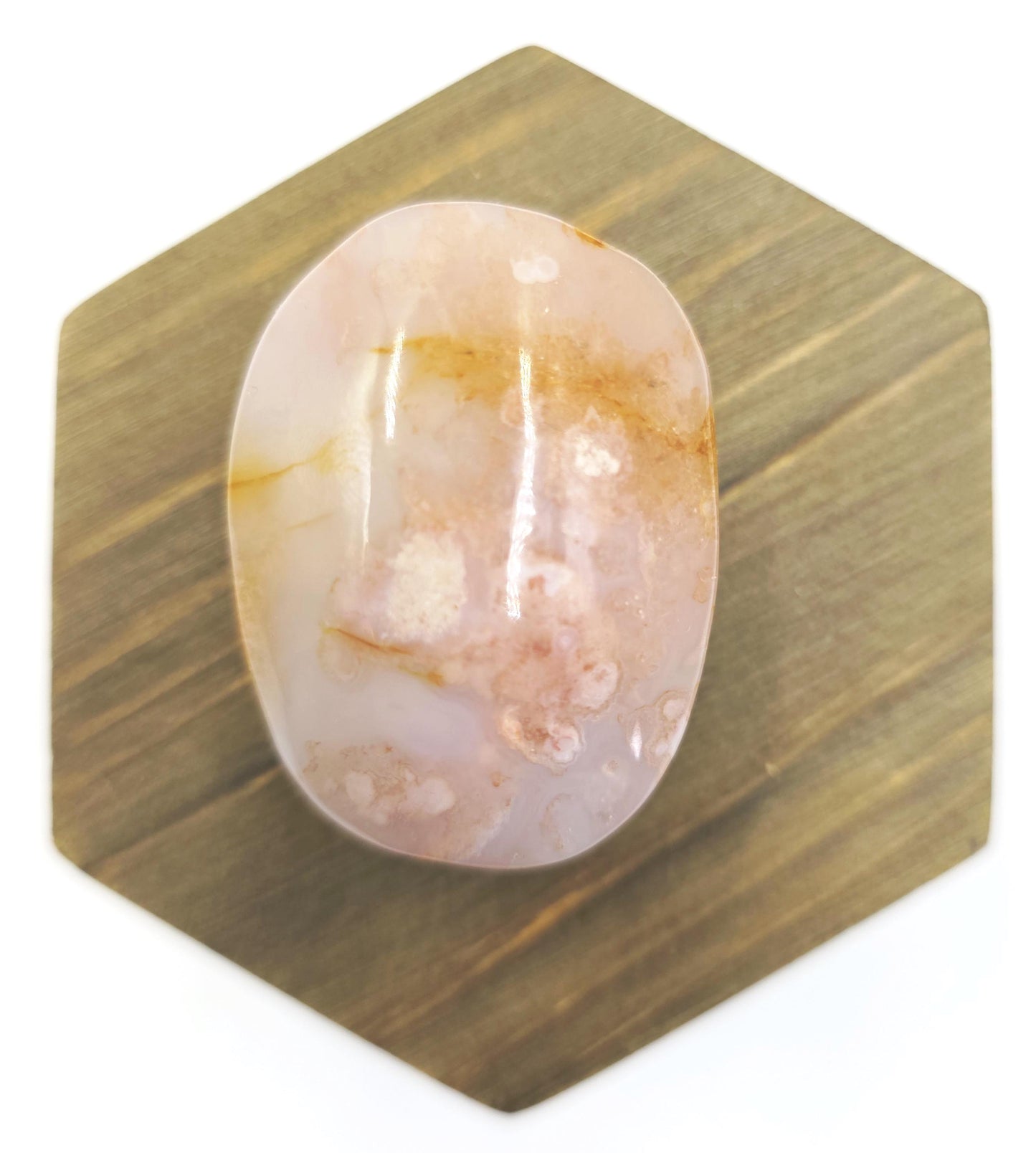 Flower Agate (Sakura) Palm Stone - Growth, Creativity & Emotional Healing Crystal - 70g