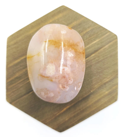 Flower Agate (Sakura) Palm Stone - Growth, Creativity & Emotional Healing Crystal - 70g