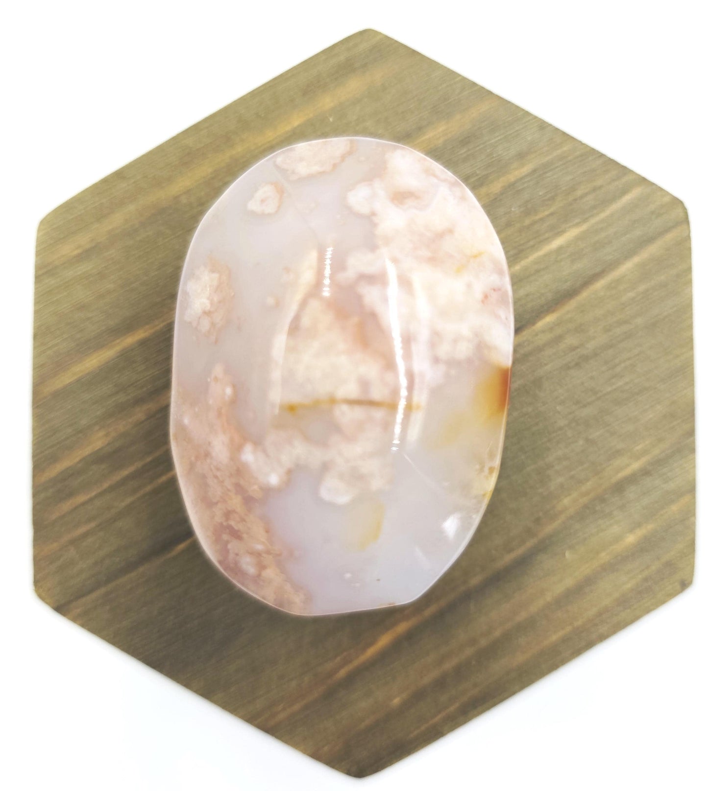 Flower Agate (Sakura) Palm Stone - Growth, Creativity & Emotional Healing Crystal - 70g