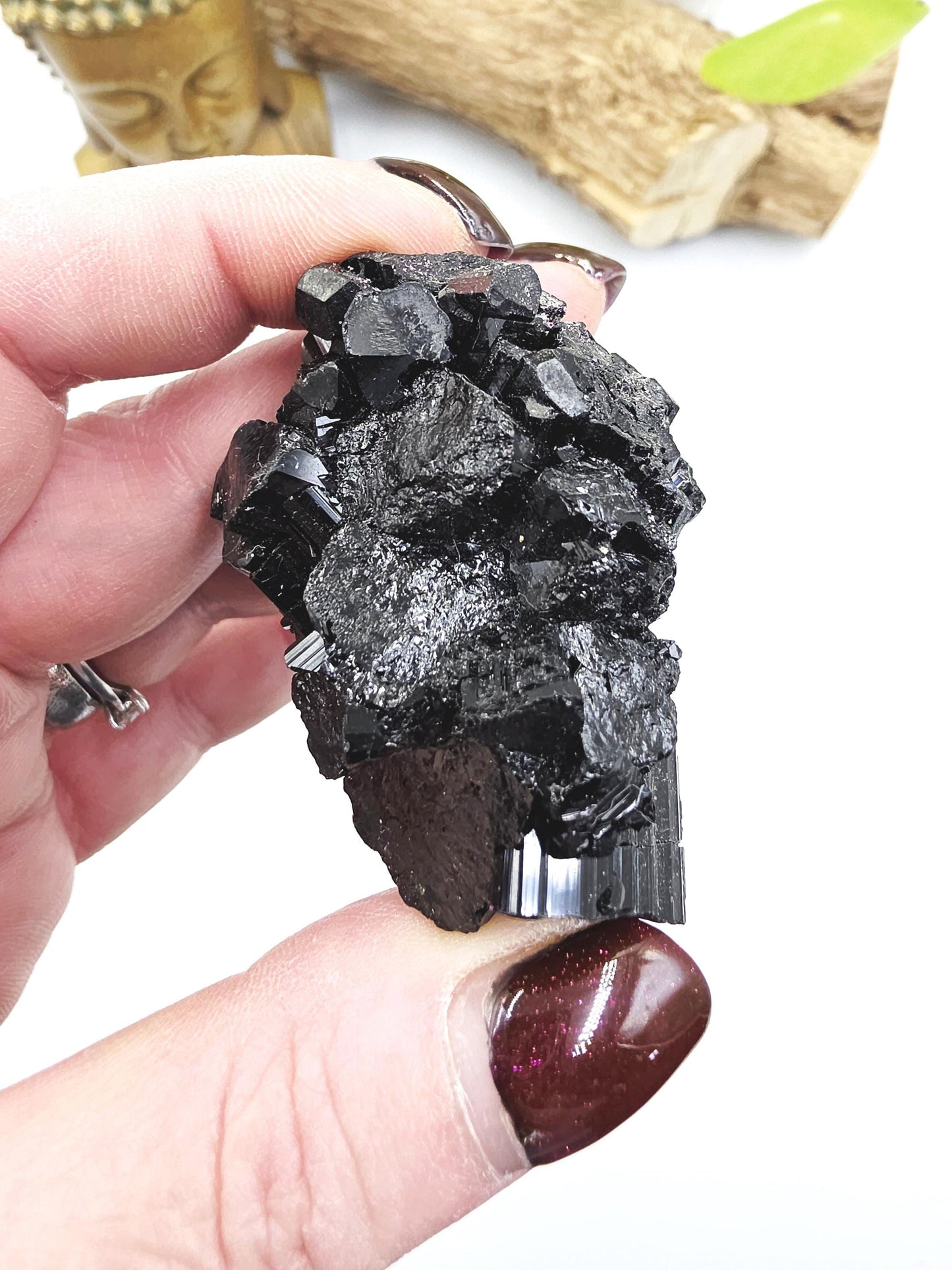 Flashy Raw Zambian Black Tourmaline Specimen - Natural Protection and Grounding Crystal - 75g
