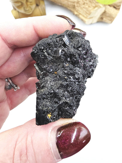 Flashy Raw Zambian Black Tourmaline Specimen - Natural Protection and Grounding Crystal - 75g