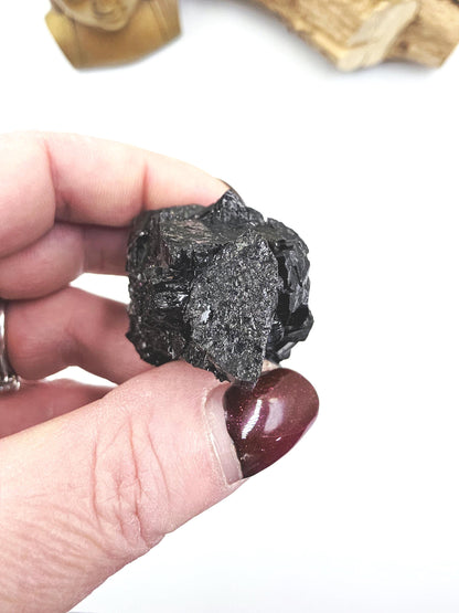 Flashy Raw Zambian Black Tourmaline Specimen - Natural Protection and Grounding Crystal - 75g