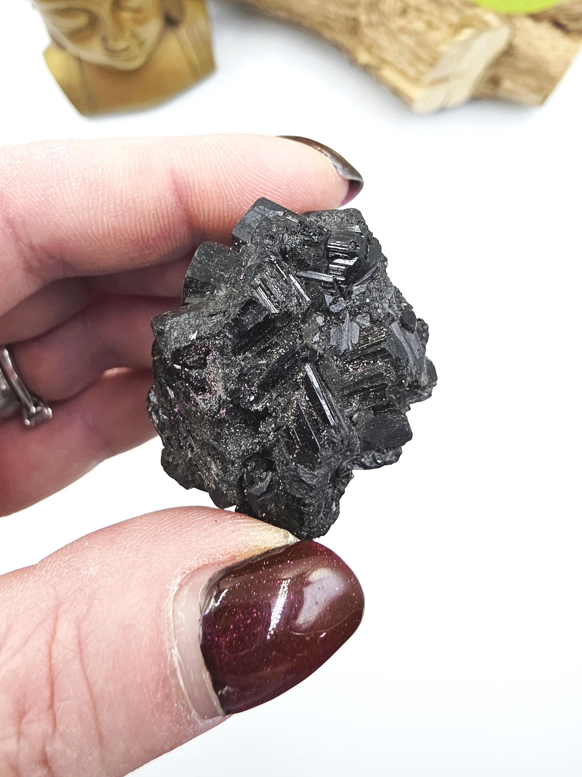 Flashy Raw Zambian Black Tourmaline Specimen - Natural Protection and Grounding Crystal - 75g