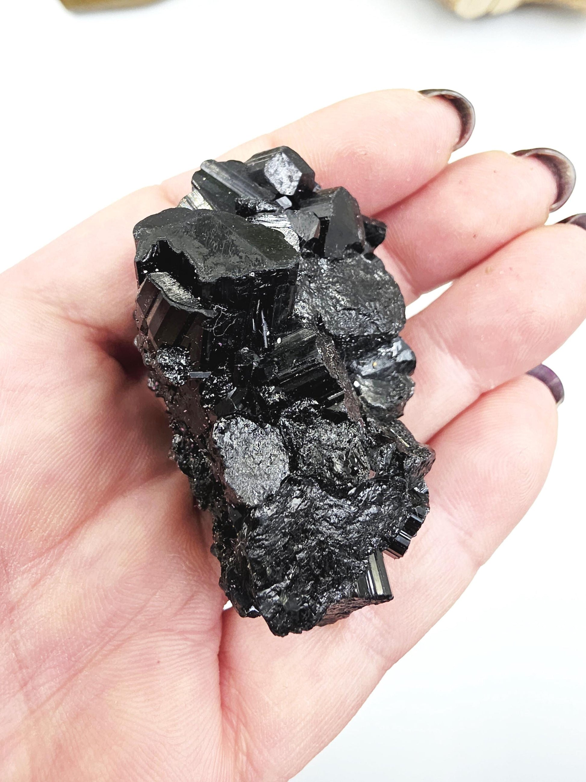 Flashy Raw Zambian Black Tourmaline Specimen - Natural Protection and Grounding Crystal - 75g