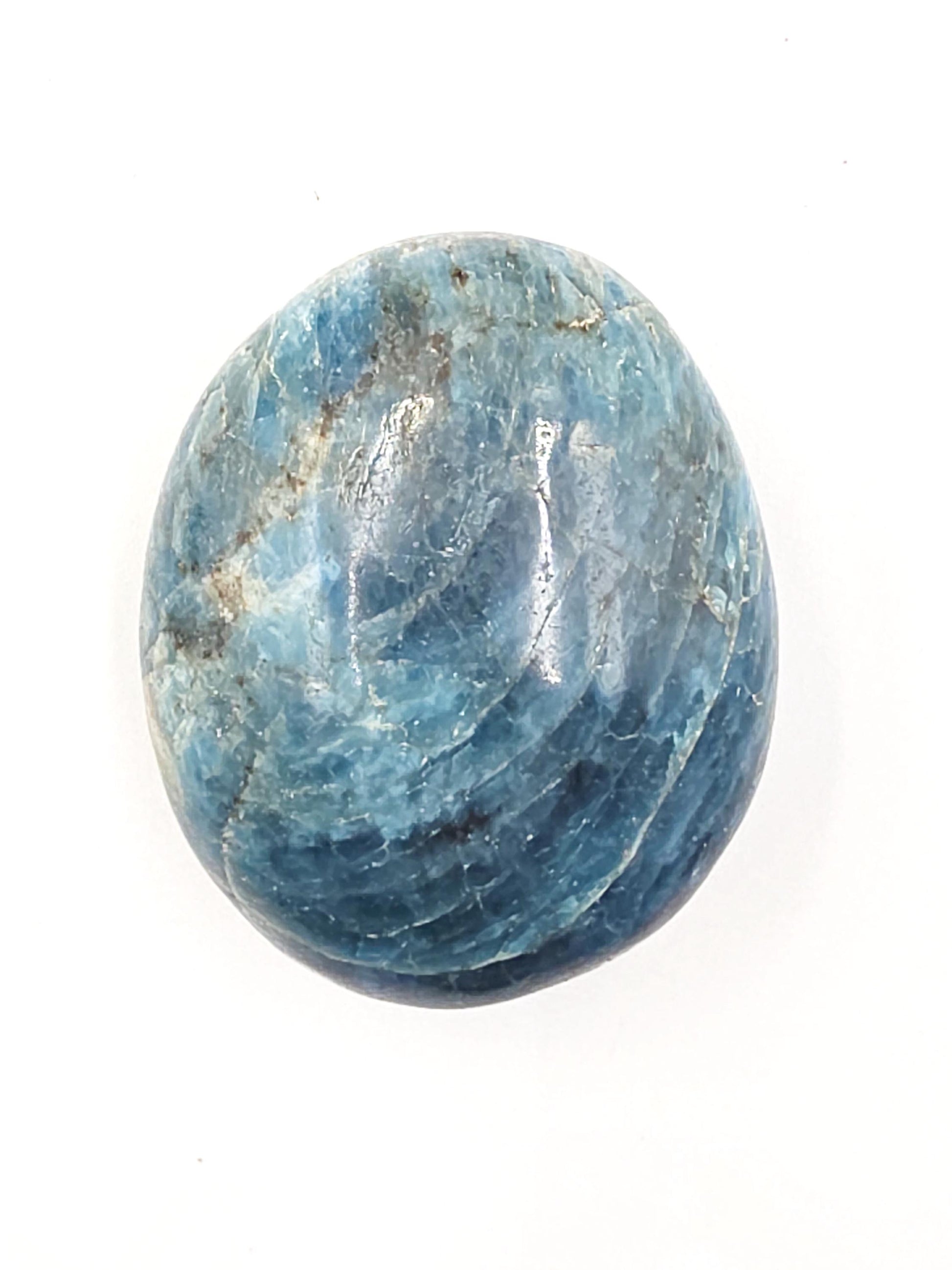 Blue Apatite Palm Stone - Motivation & Focus Healing Crystal - 90g