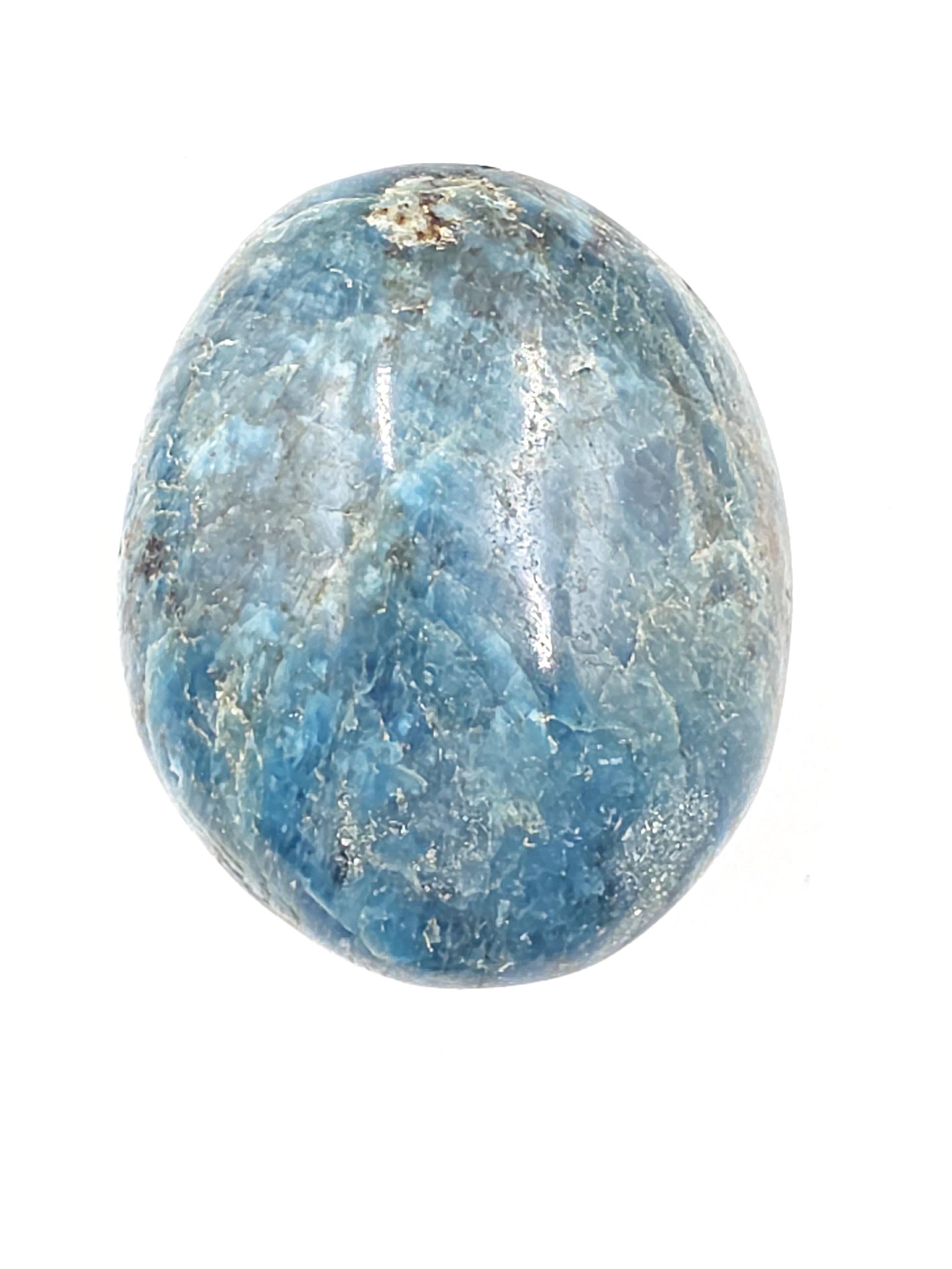 Blue Apatite Palm Stone - Motivation & Focus Healing Crystal - 90g