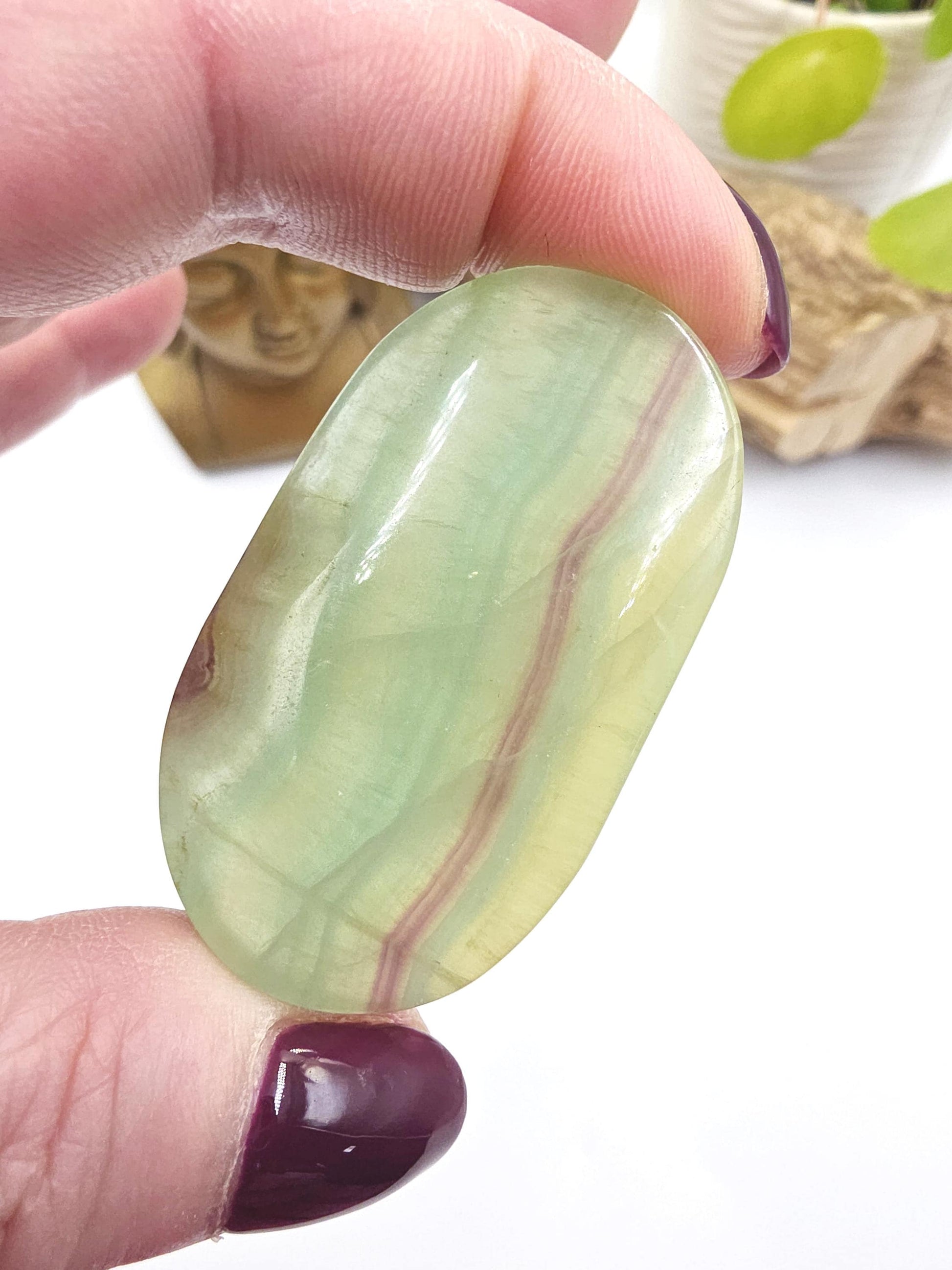 Green Fluorite Palm Stone - Focus and Clarity Healing Crystal - 50g