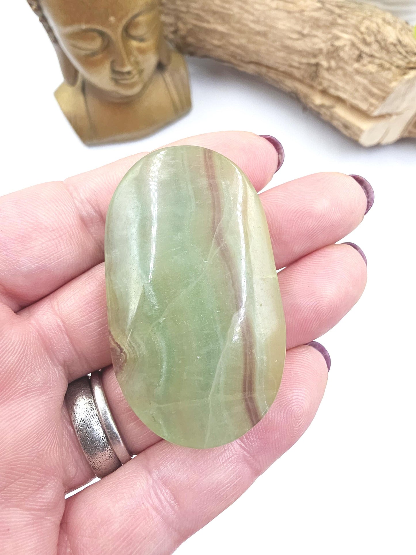 Green Fluorite Palm Stone - Focus and Clarity Healing Crystal - 50g