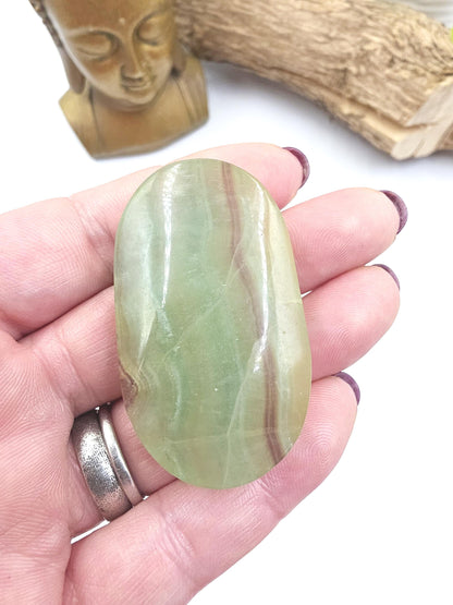 Green Fluorite Palm Stone - Focus and Clarity Healing Crystal - 50g