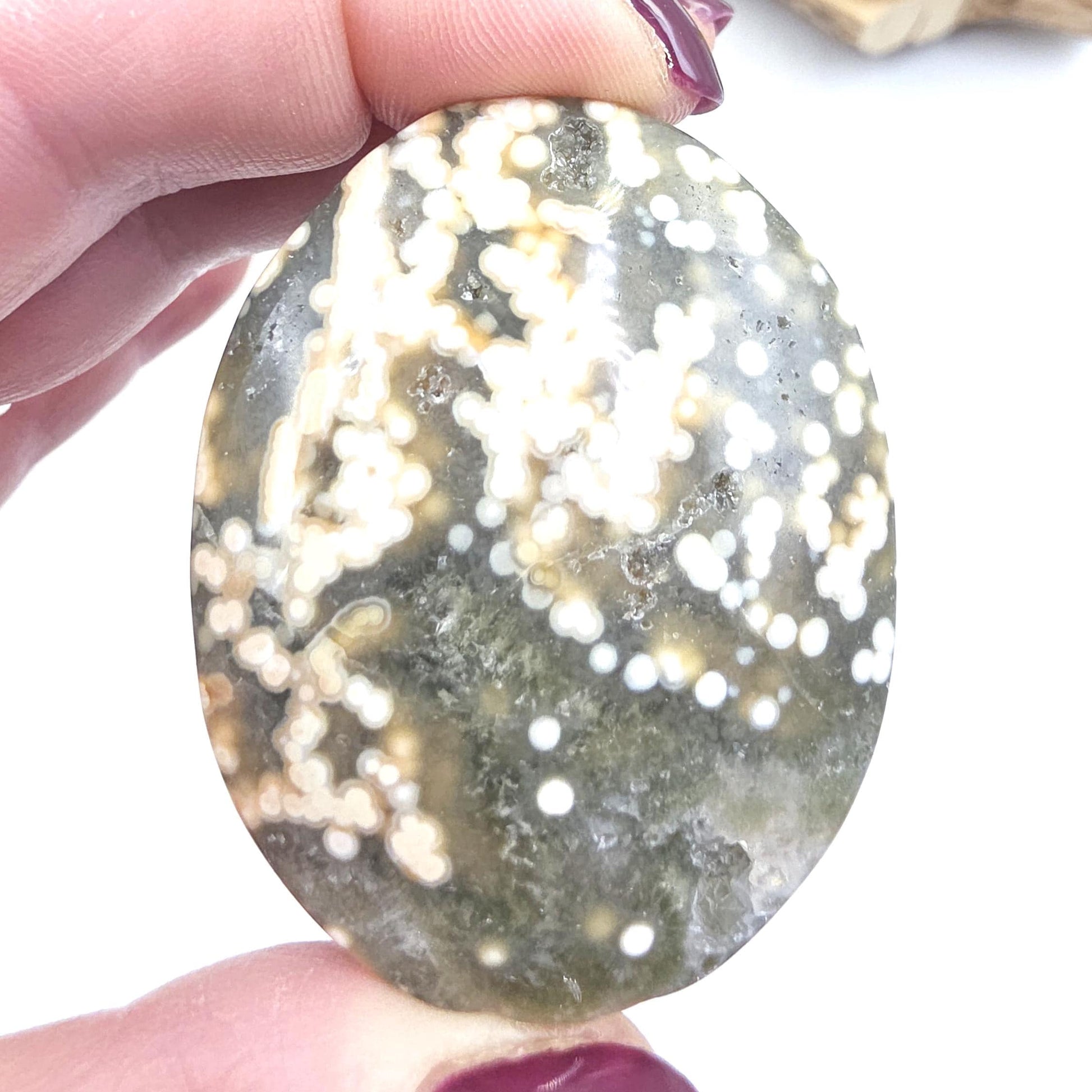 Orbicular Ocean Jasper Palm - Joy & Renewal Healing Crystal, 65g