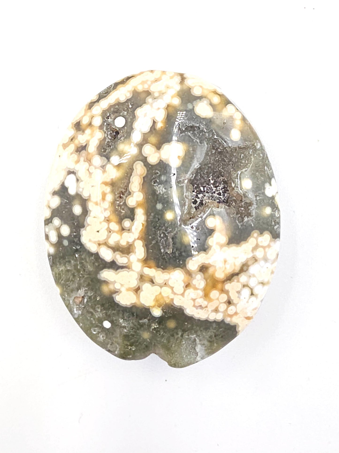 Orbicular Ocean Jasper Palm - Joy & Renewal Healing Crystal, 65g