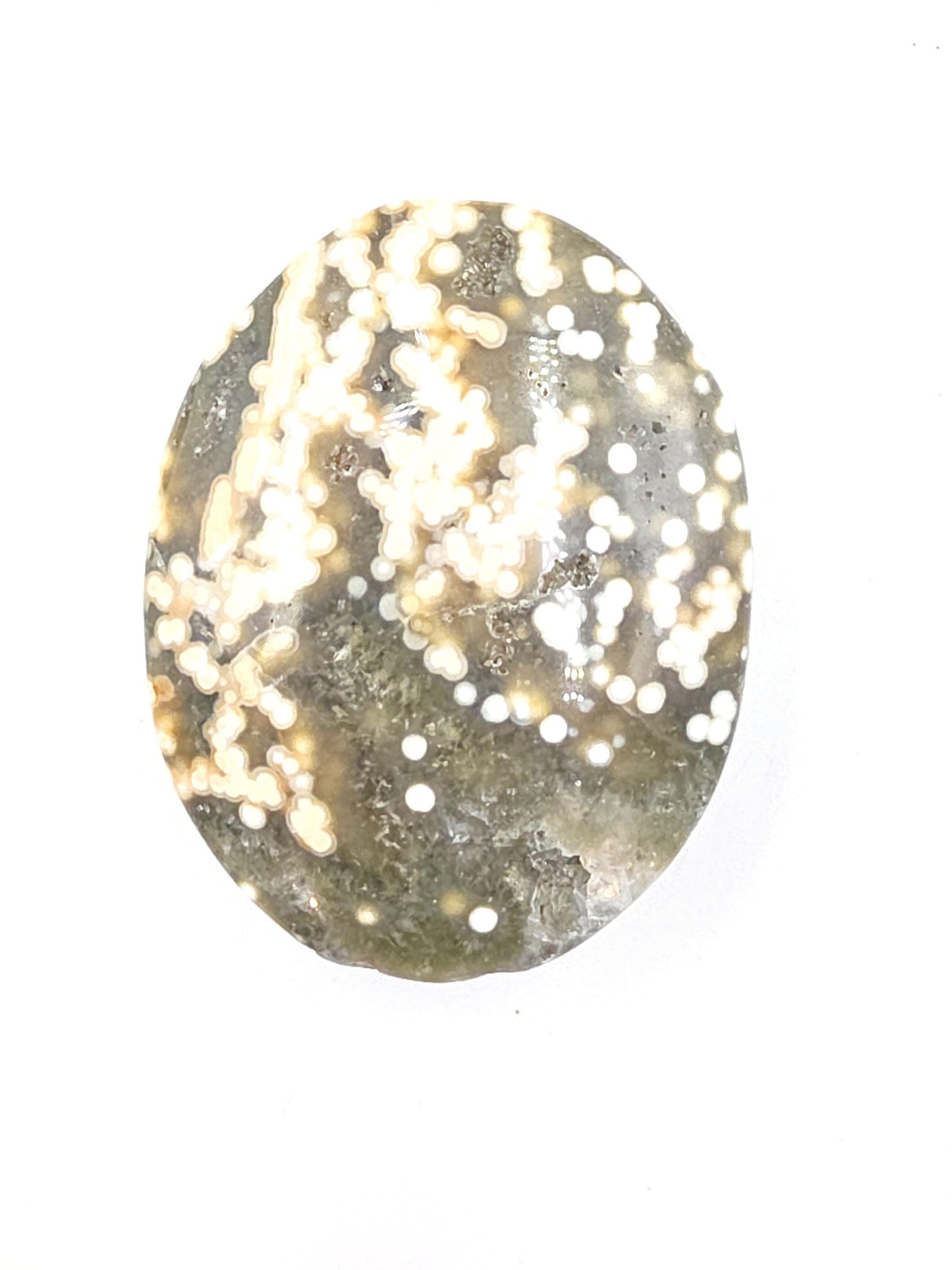 Orbicular Ocean Jasper Palm - Joy & Renewal Healing Crystal, 65g