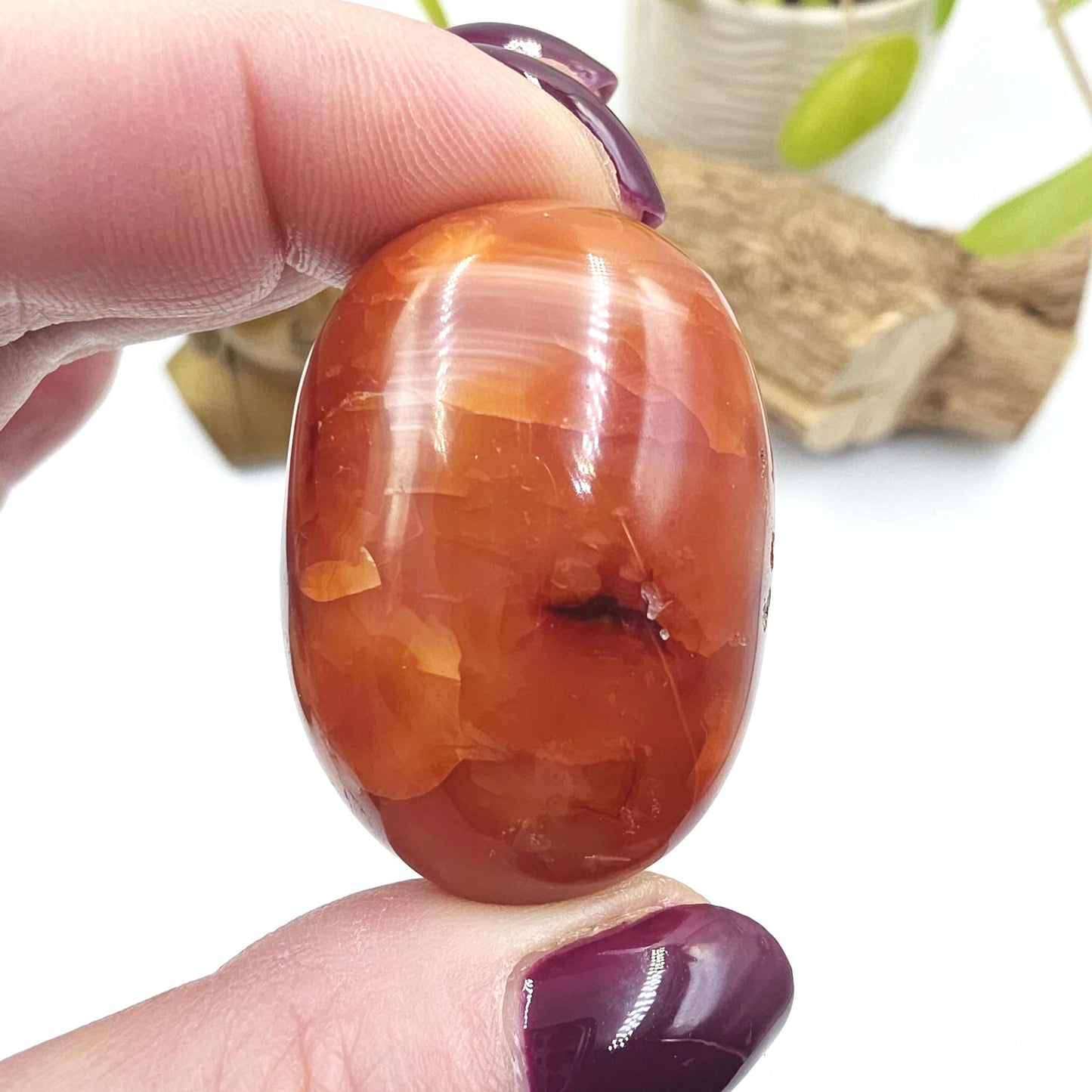 Carnelian Palm Stone - Vitality & Creative Healing Crystal - 45g