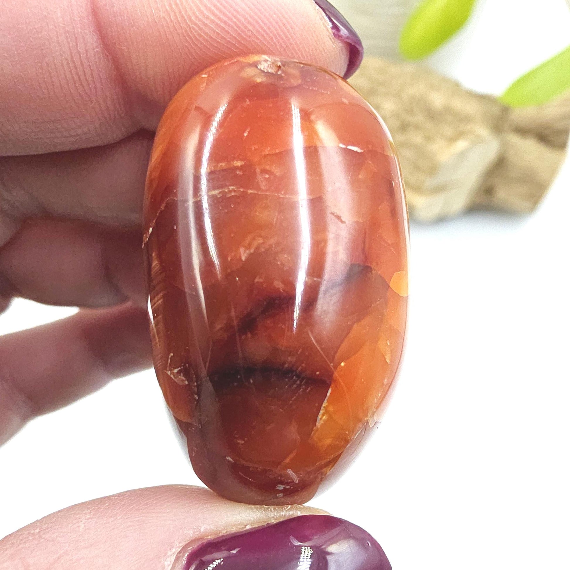 Carnelian Palm Stone - Vitality & Creative Healing Crystal - 45g