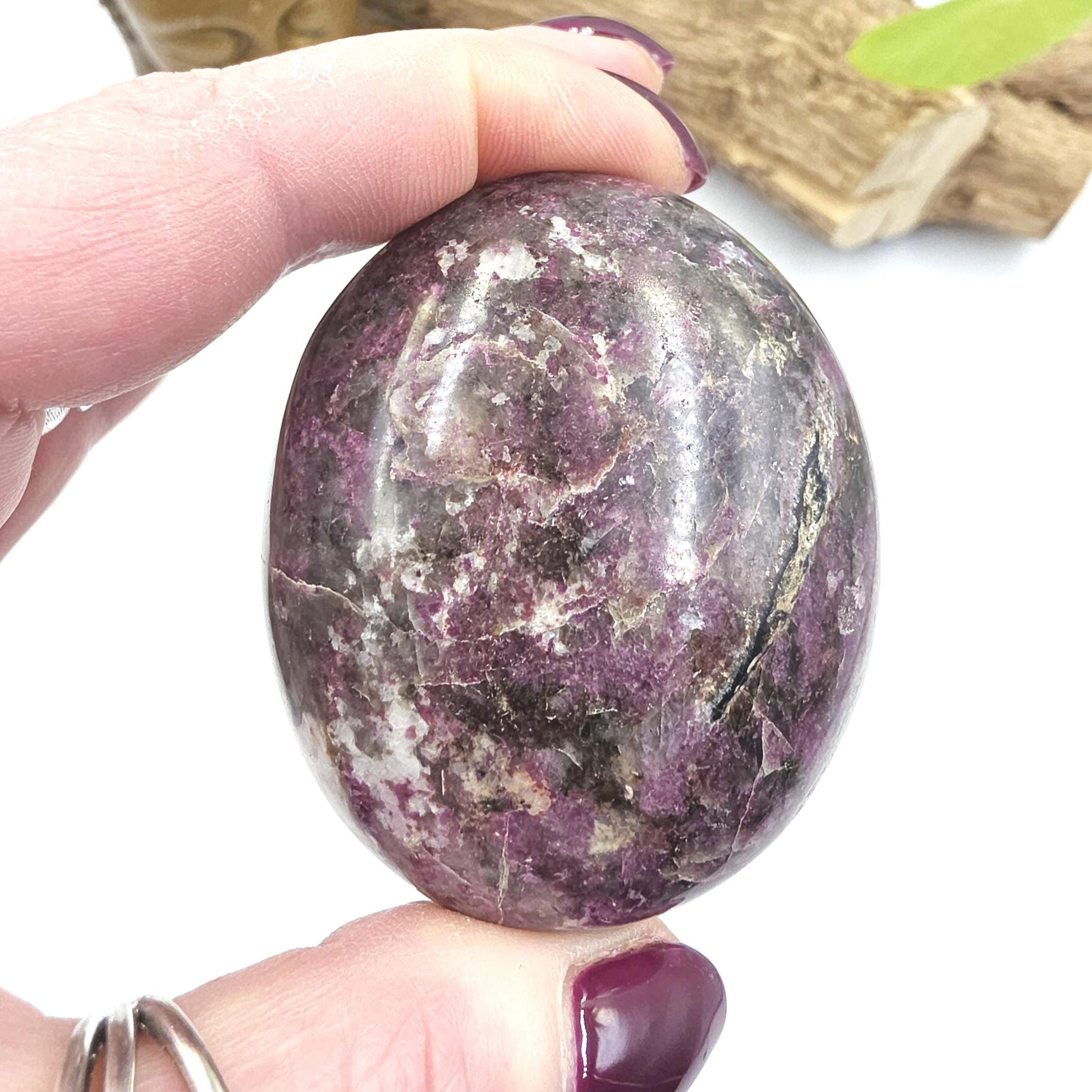 Large Plum Blossom Tourmaline Palm Stone – Love, Compassion & Emotional Healing Crystal, 155g