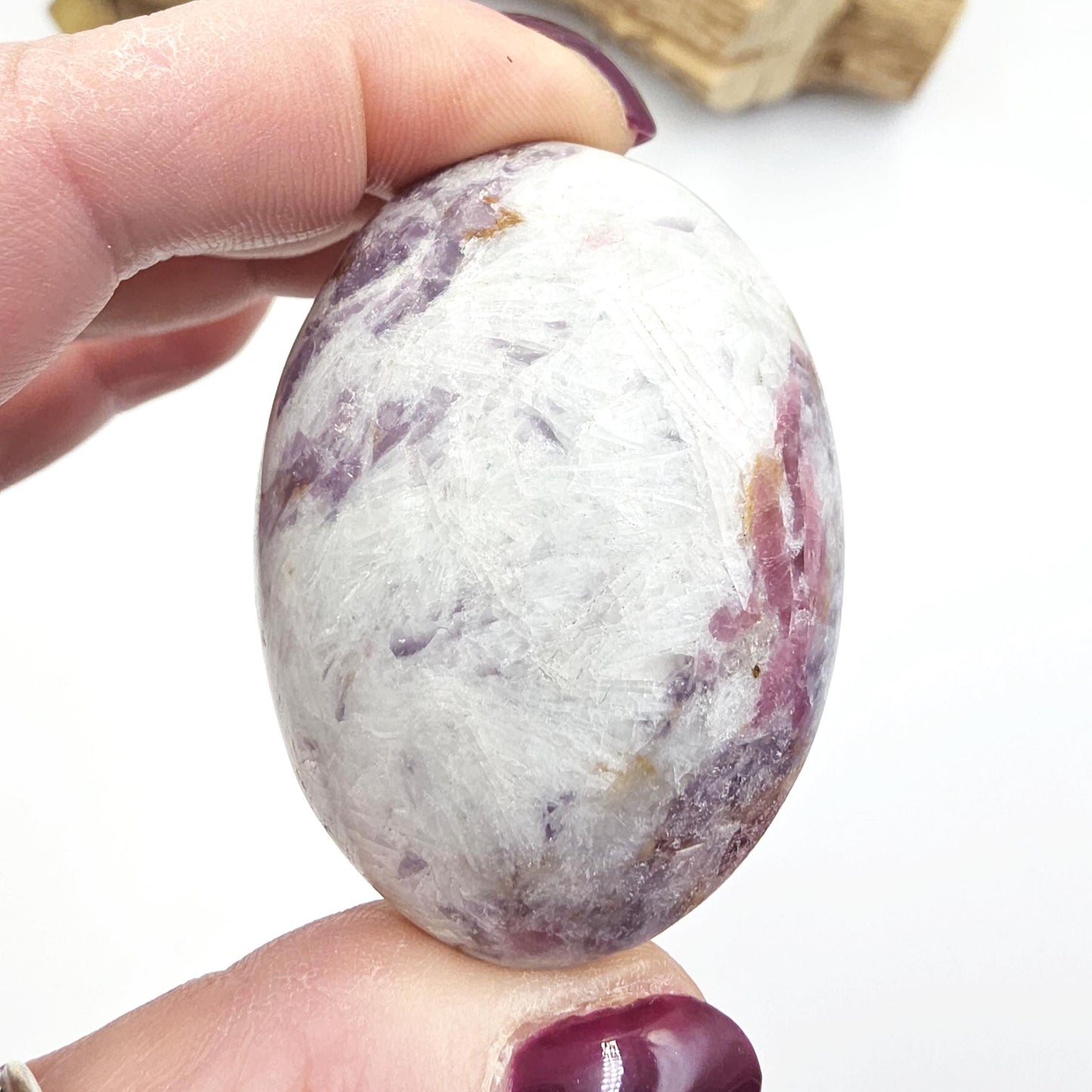 Sparkly Unicorn Stone Palm Stone (Pegmatite) – Calm, Comfort & Emotional Healing Crystal, 90g