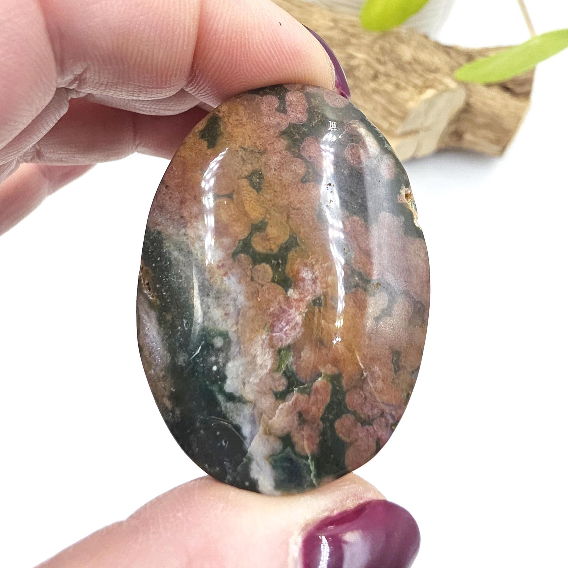 Orbicular Ocean Jasper Palm - Joy & Renewal Healing Crystal, 45g