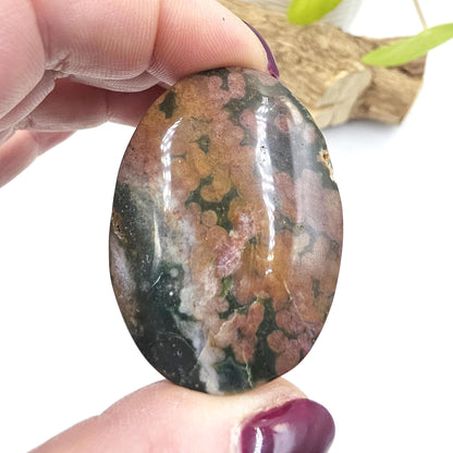 Orbicular Ocean Jasper Palm - Joy & Renewal Healing Crystal, 45g