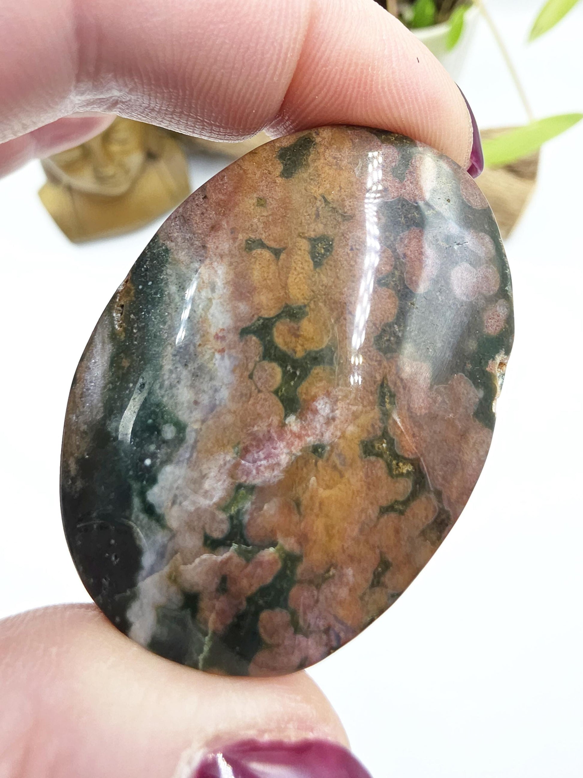 Orbicular Ocean Jasper Palm - Joy & Renewal Healing Crystal, 45g