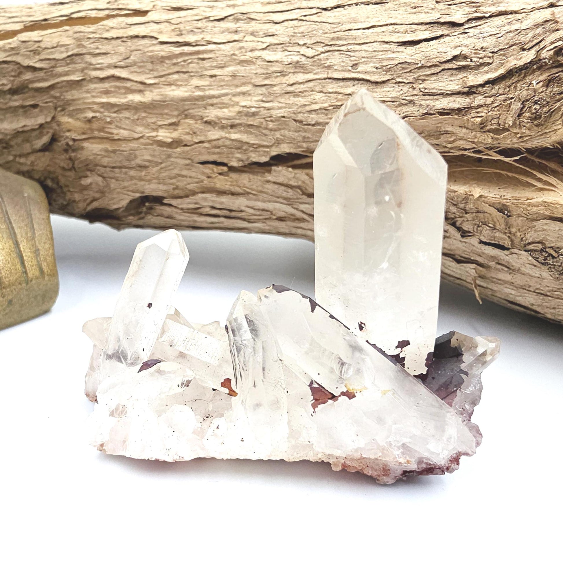 Clear Quartz and Hematite Cluster Specimen - Grounding & Amplifying Healing Raw Crystal, 85g