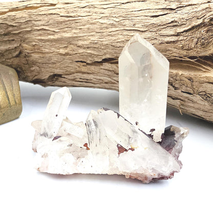 Clear Quartz and Hematite Cluster Specimen - Grounding & Amplifying Healing Raw Crystal, 85g