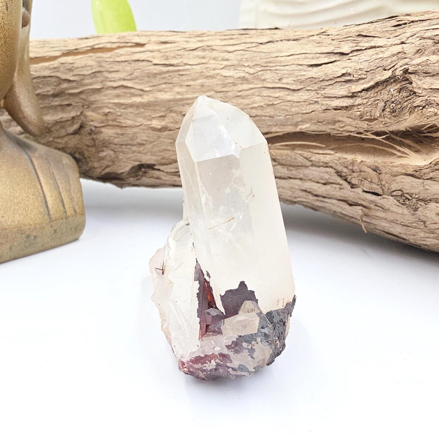 Clear Quartz and Hematite Cluster Specimen - Grounding & Amplifying Healing Raw Crystal, 85g