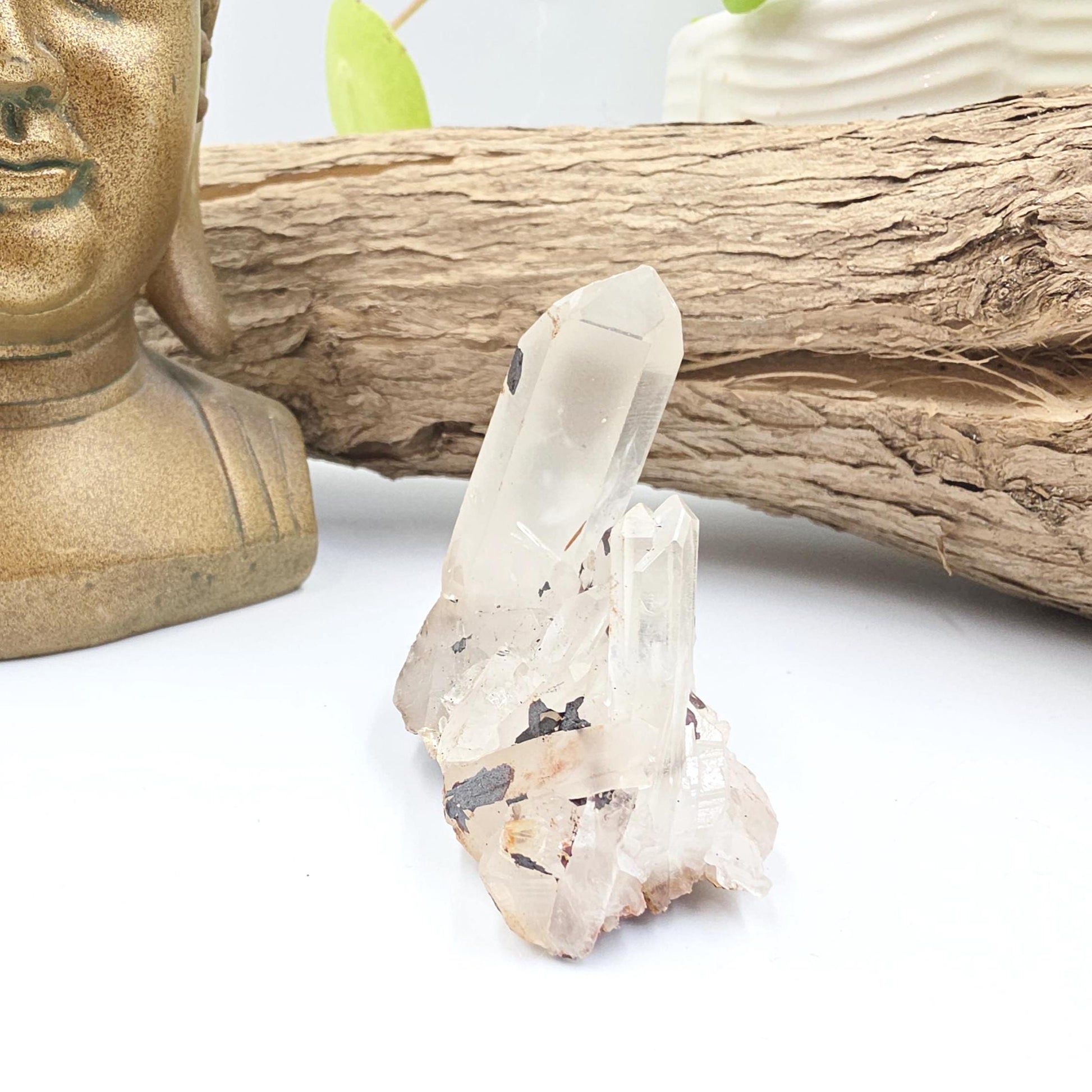 Clear Quartz and Hematite Cluster Specimen - Grounding & Amplifying Healing Raw Crystal, 85g