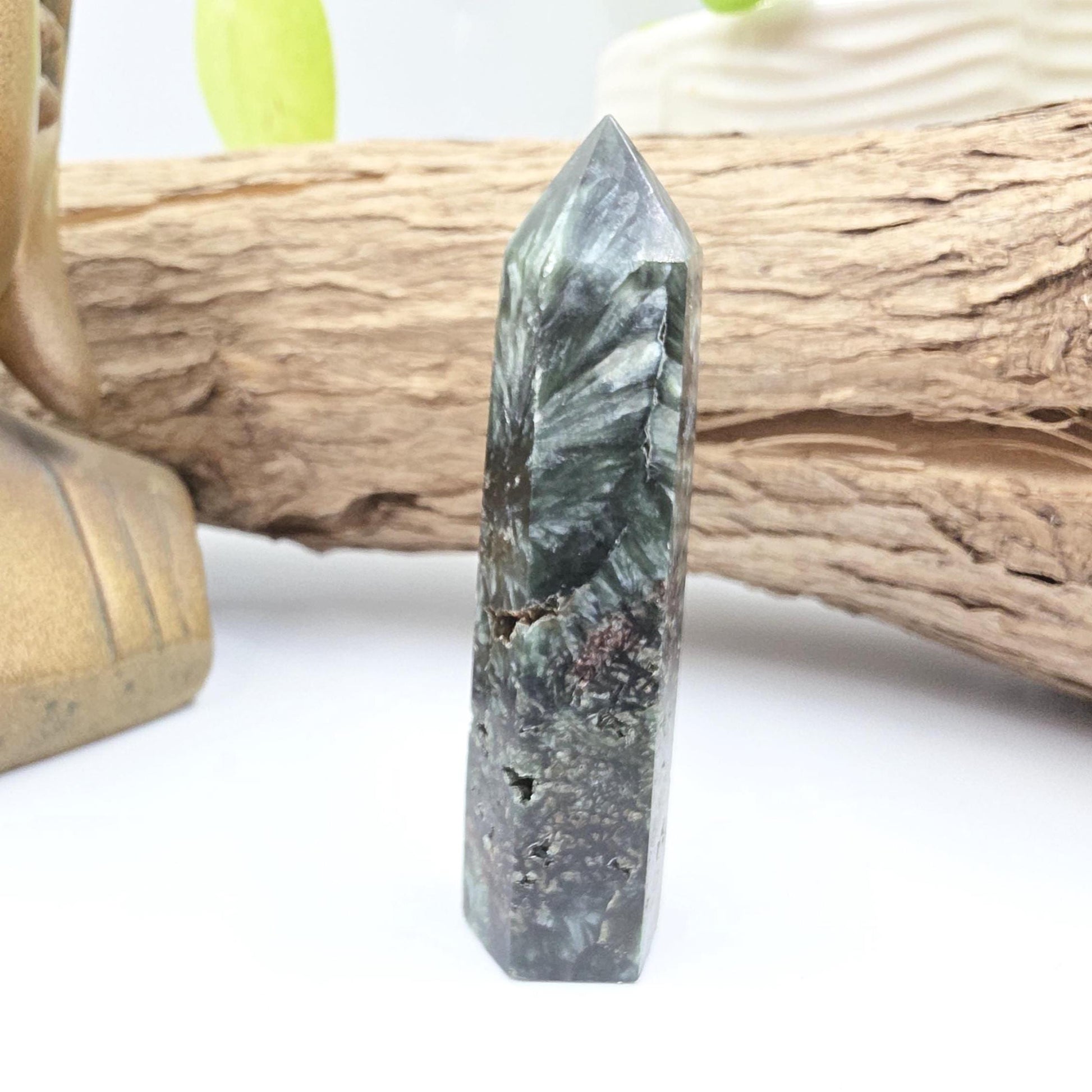 Flashy Seraphinite Tower - Angelic Connection & Heart Healing Crystal Point - 35g