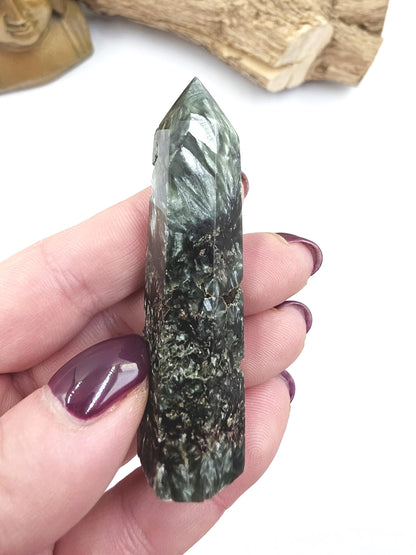Flashy Seraphinite Tower - Angelic Connection & Heart Healing Crystal Point - 35g