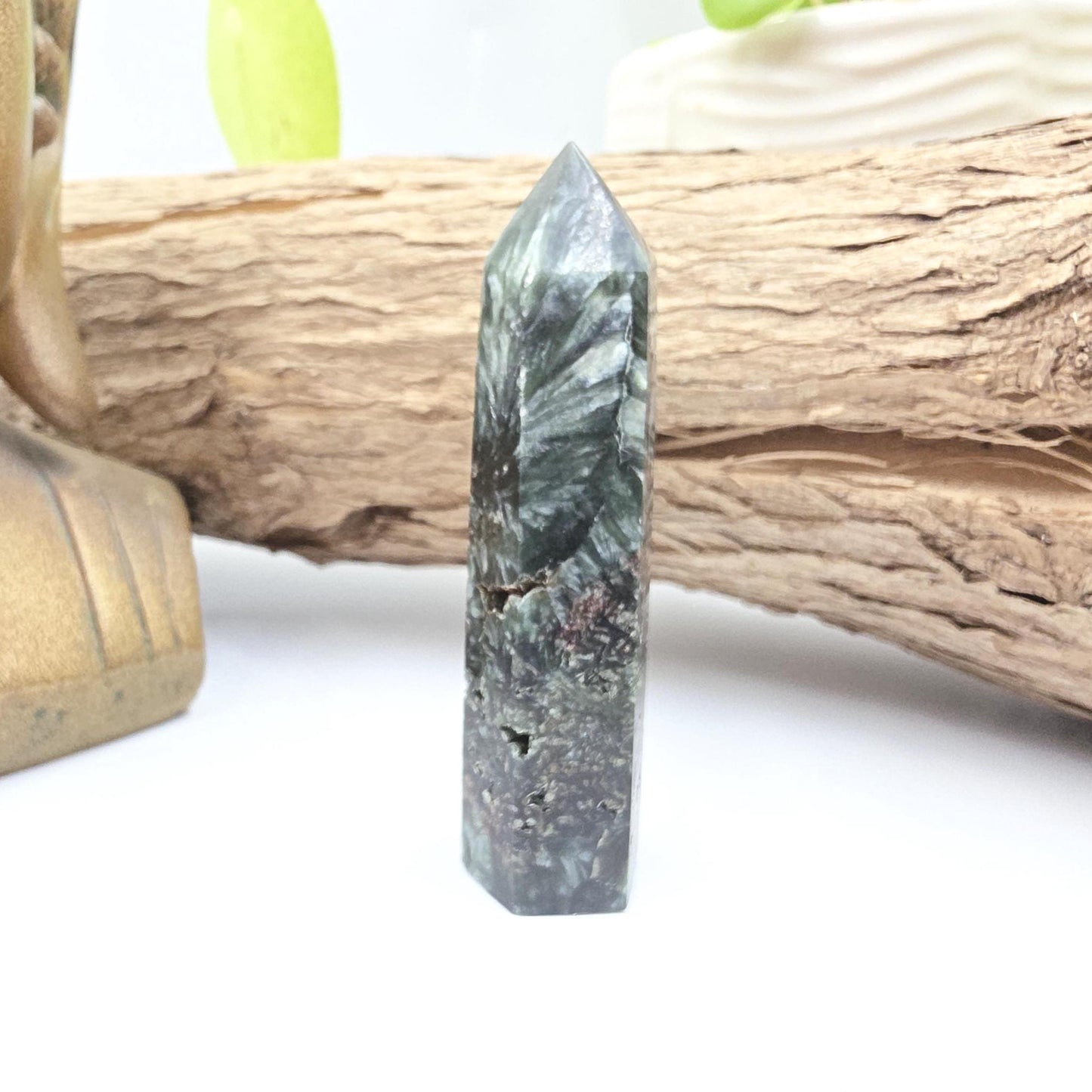 Flashy Seraphinite Tower - Angelic Connection & Heart Healing Crystal Point - 35g
