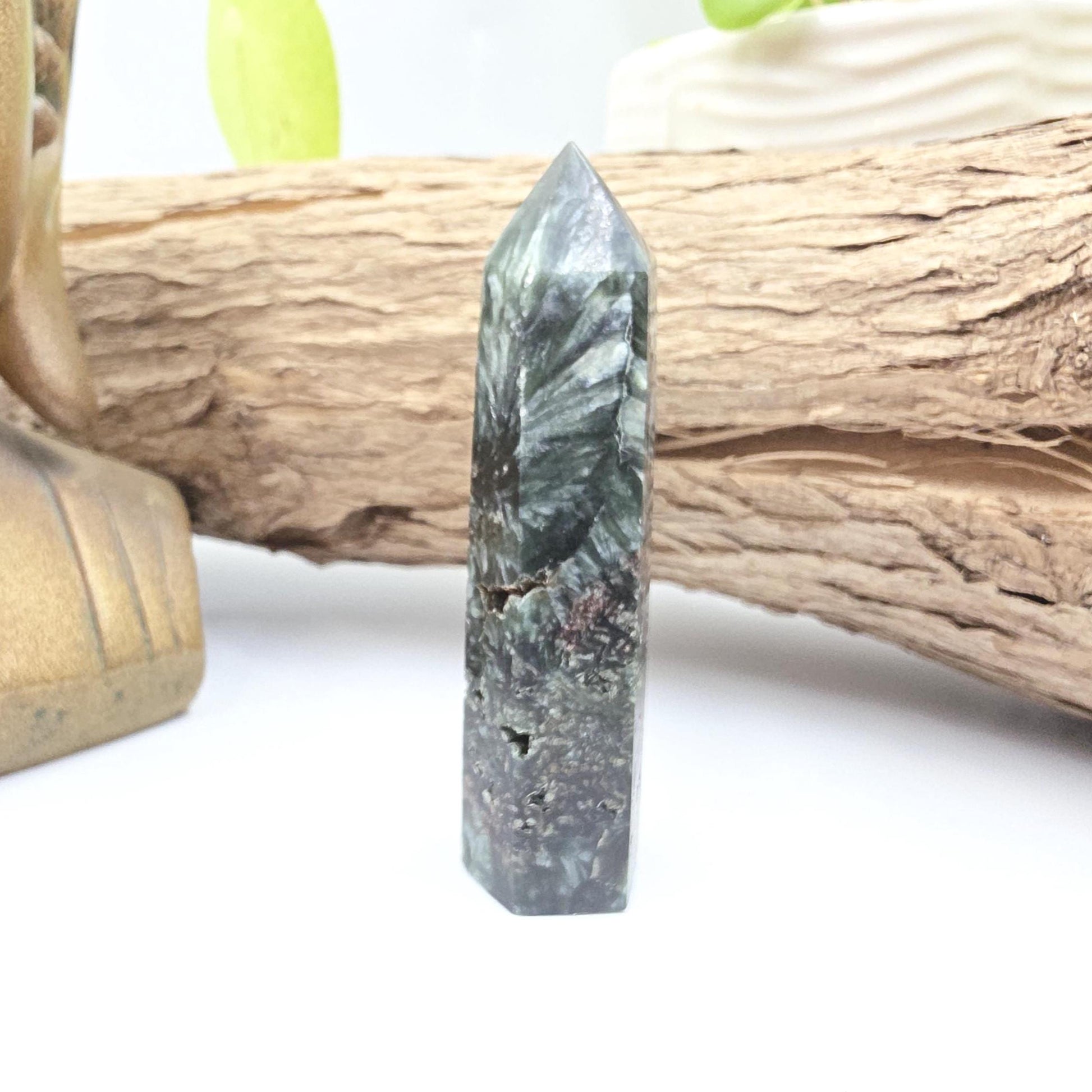 Flashy Seraphinite Tower - Angelic Connection & Heart Healing Crystal Point - 35g