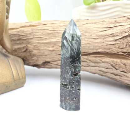 Flashy Seraphinite Tower - Angelic Connection & Heart Healing Crystal Point - 35g